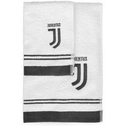 Juventus Set Asciugamano e Ospite in Spugna,Nuovo Logo  100% Cotone, Bianco/Nero, 100 x 60cm